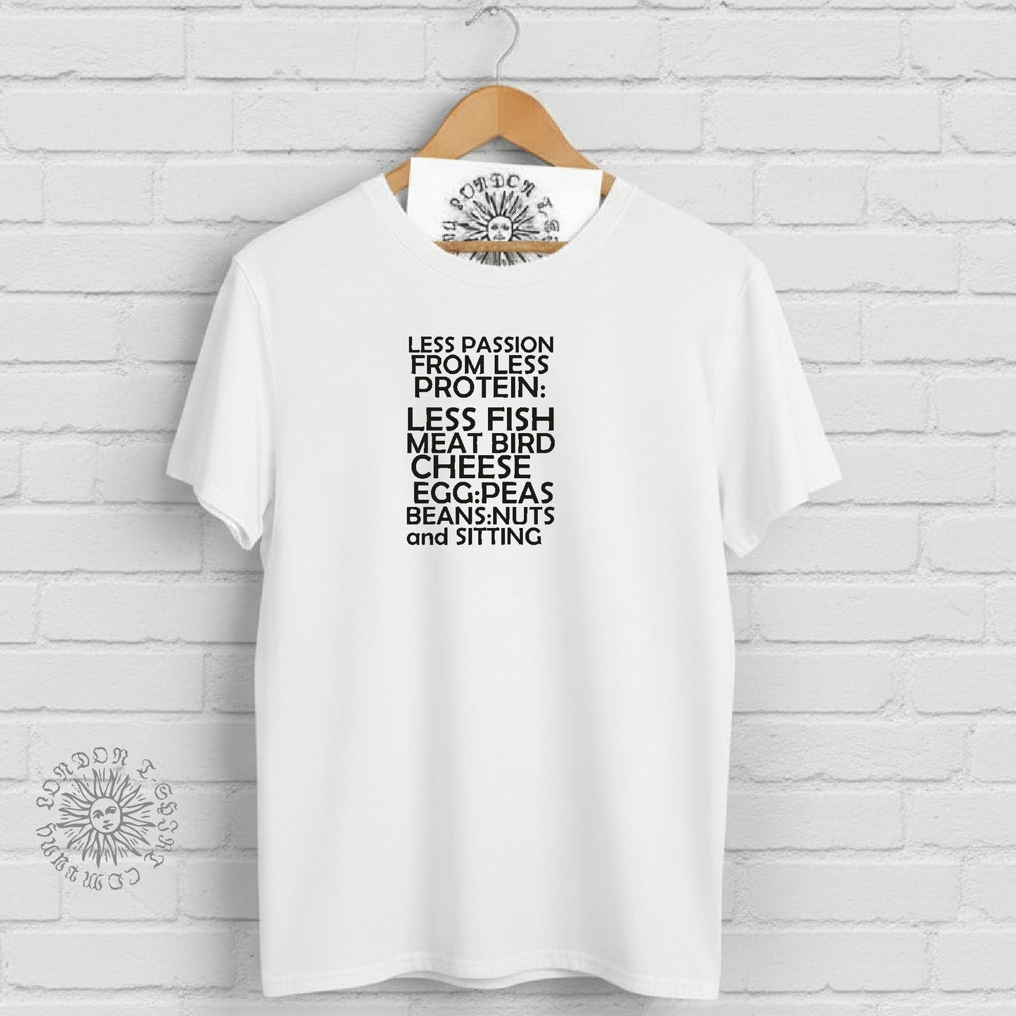 Less Passion From Less Protein Placard T-Shirt - Stanley Green, London,S-XXL