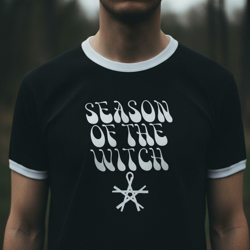 Season Of The Witch Ringer T-shirt - Retro Horror, Wicca, Witchcraft, Donovan, S-3XL