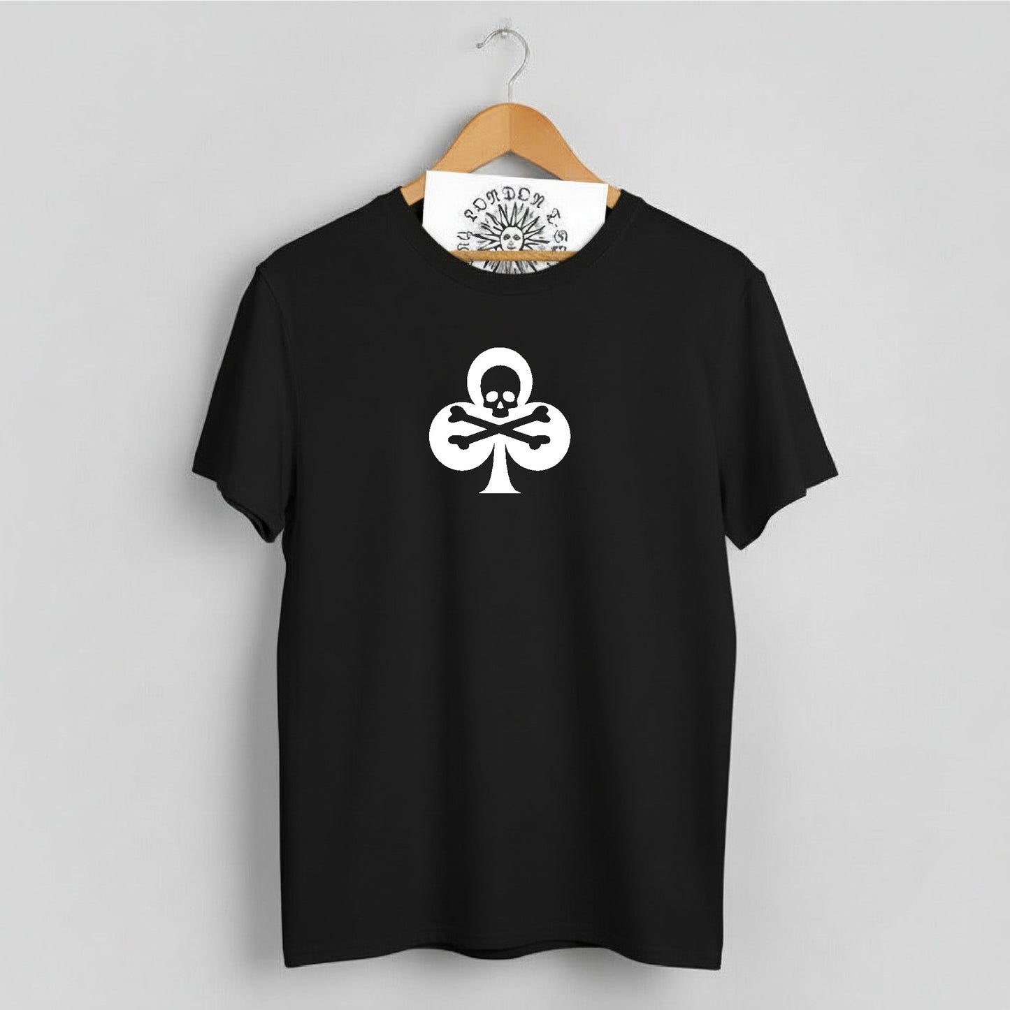 Clubs Skull Organic Cotton Slim Fit T-Shirt - Cards, Clover, Punk Rock, Various Colours