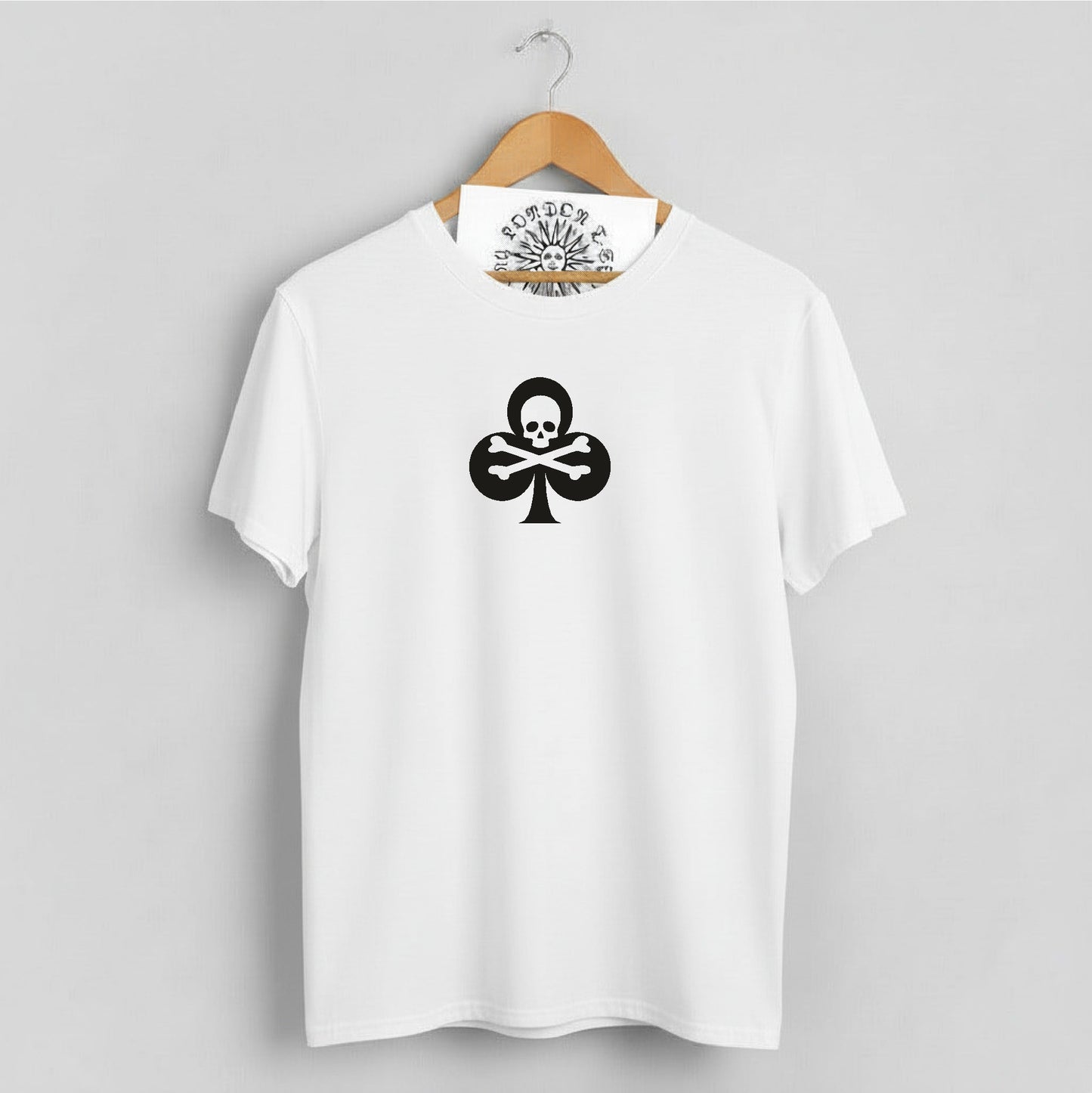 Clubs Skull T-Shirt - Cards, Clover, Punk Rock, Rockabilly, Biker, Various Colours