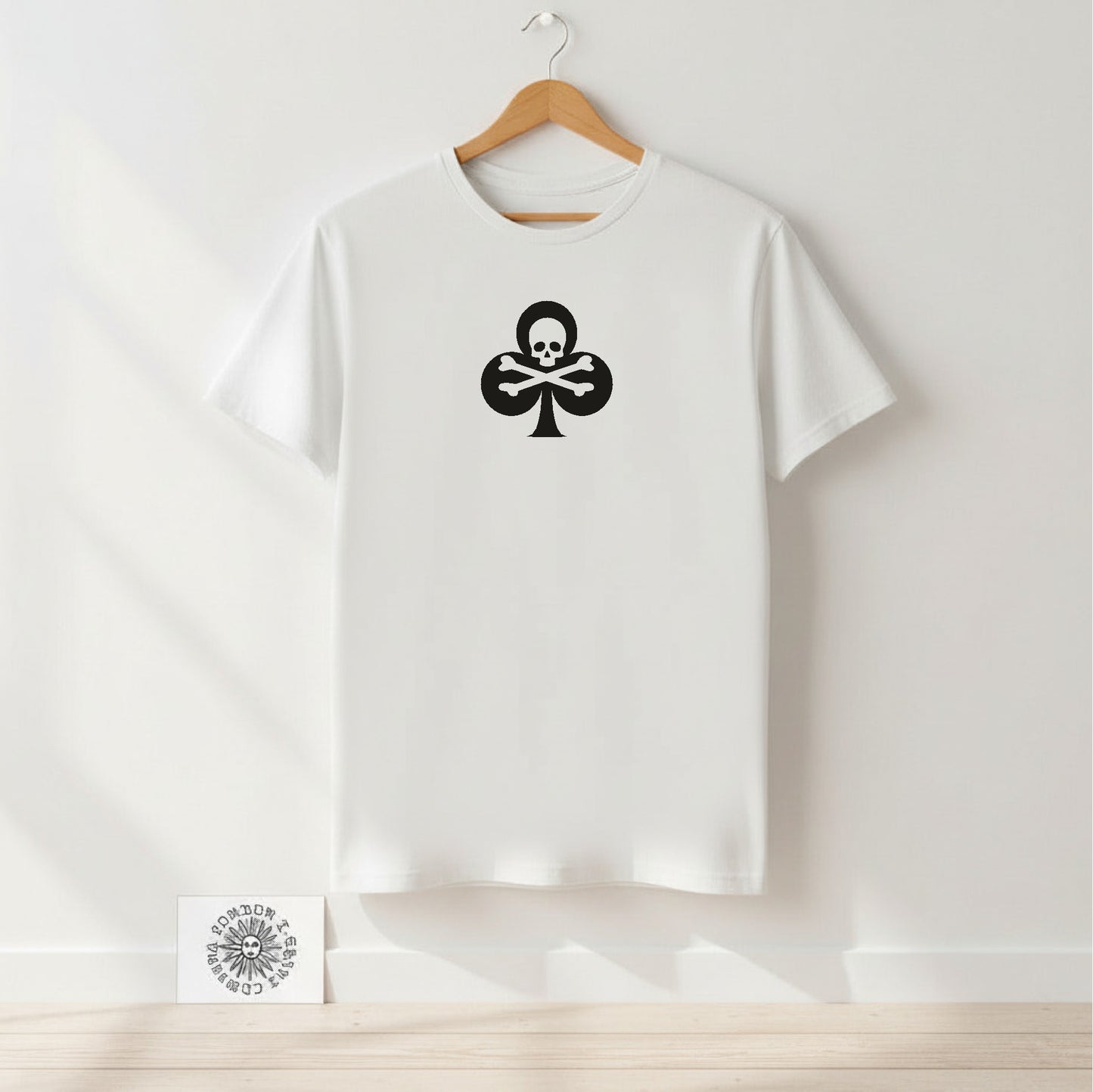 Clubs Skull T-Shirt - Cards, Clover, Punk Rock, Rockabilly, Biker, Various Colours