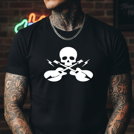 Rocker Skull and Guitar T-Shirt - Various Colours