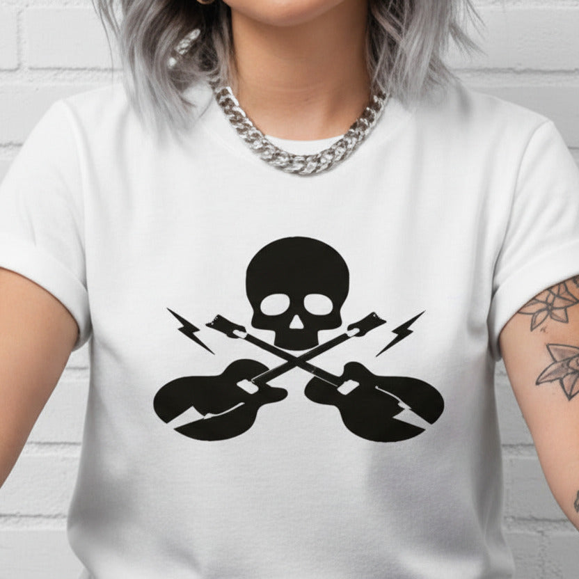 Rocker Skull and Guitar T-Shirt - Various Colours